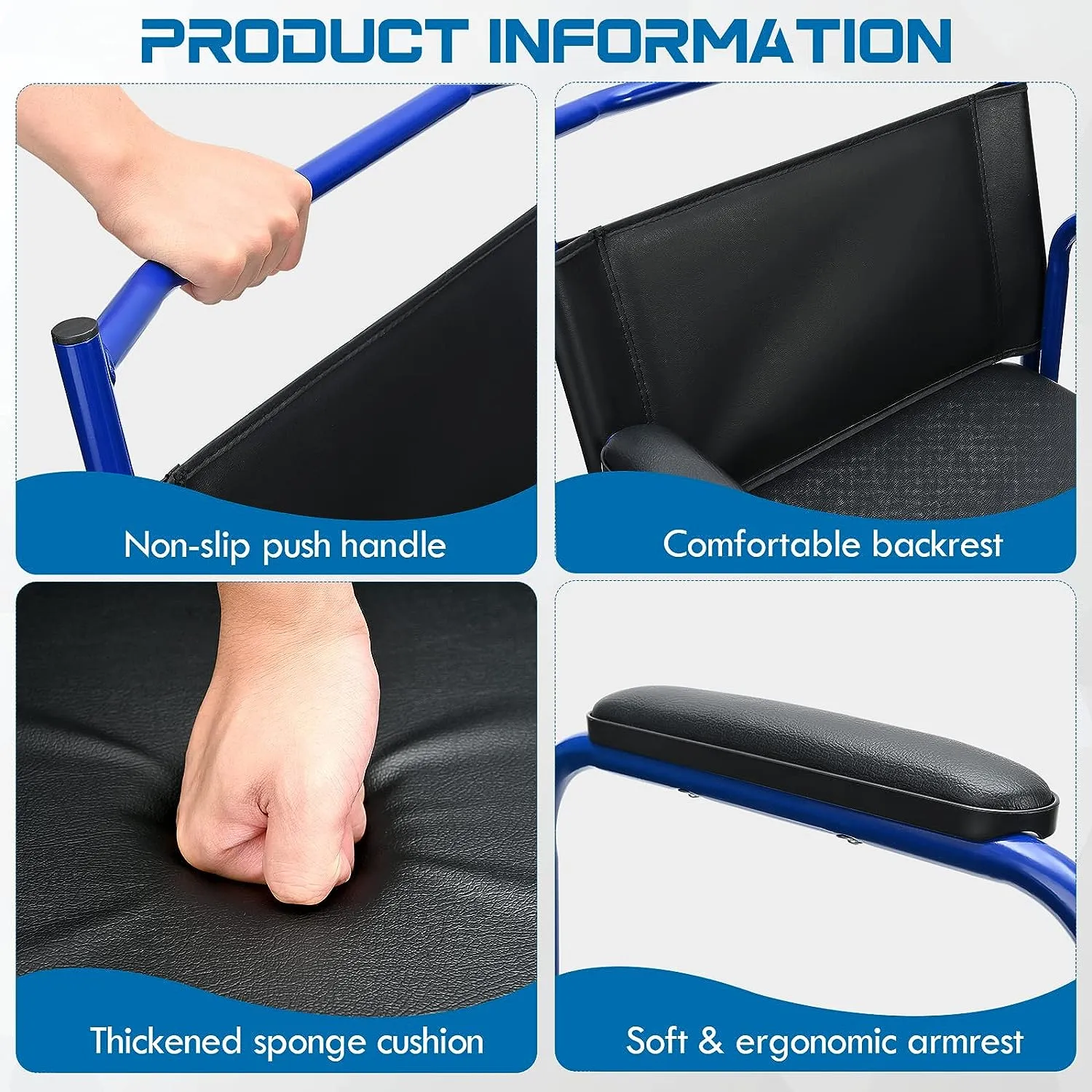 4 in 1 Bedside Commode Chair I Transport Shower Wheelchair I Rolling Shower Chair I Rolling Over Toilet Chair for Elderly Injured and Disabled