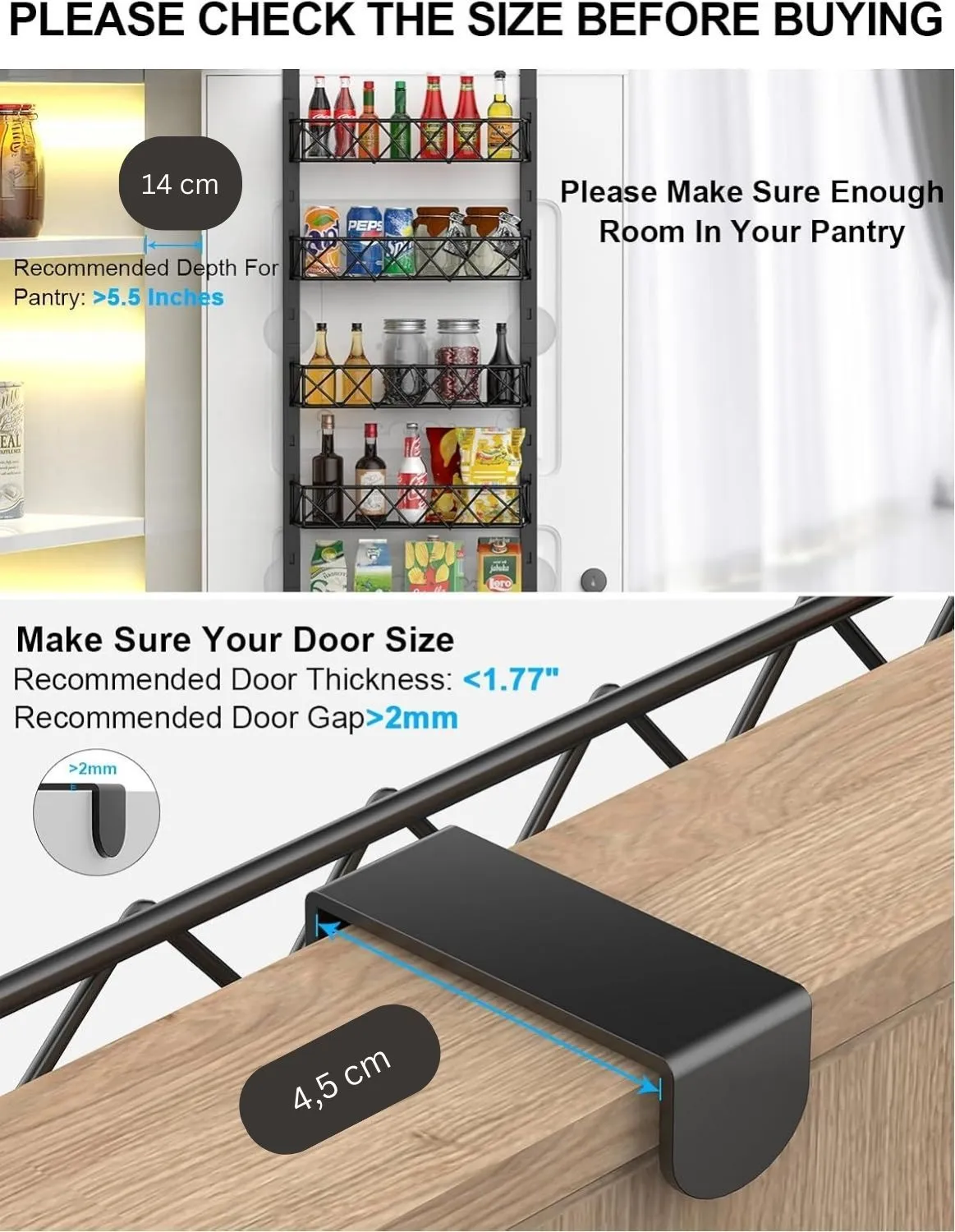 6 Tier Adjustable Baskets Over Door Pantry Organiser | Home Kitchen Storage Solution