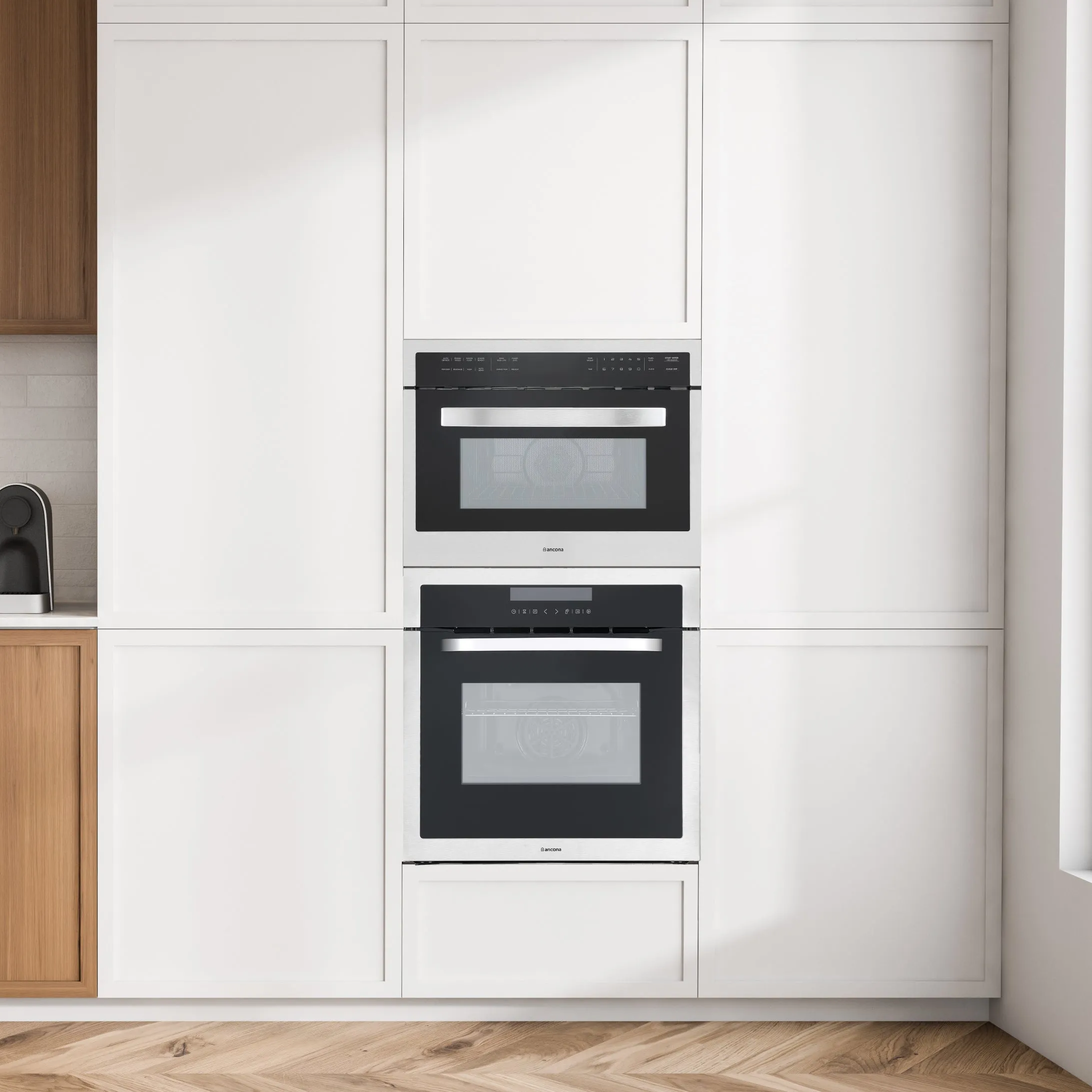 Ancona 2-piece 24" Oven Set with Built-in Convection Oven with Rotisserie Kit and Built-in Speed Combination Microwave Oven with Auto Menus