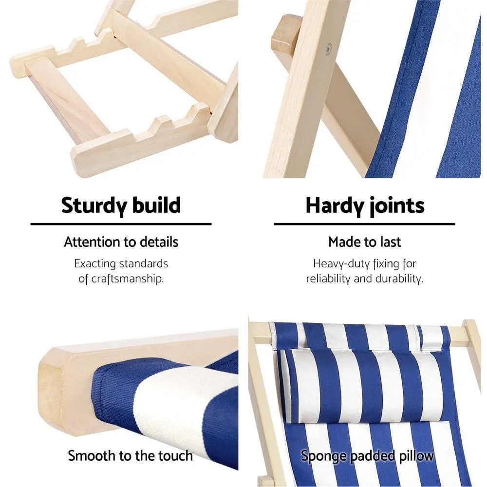 Artiss Fodable Beach Sling Chair - Blue & White