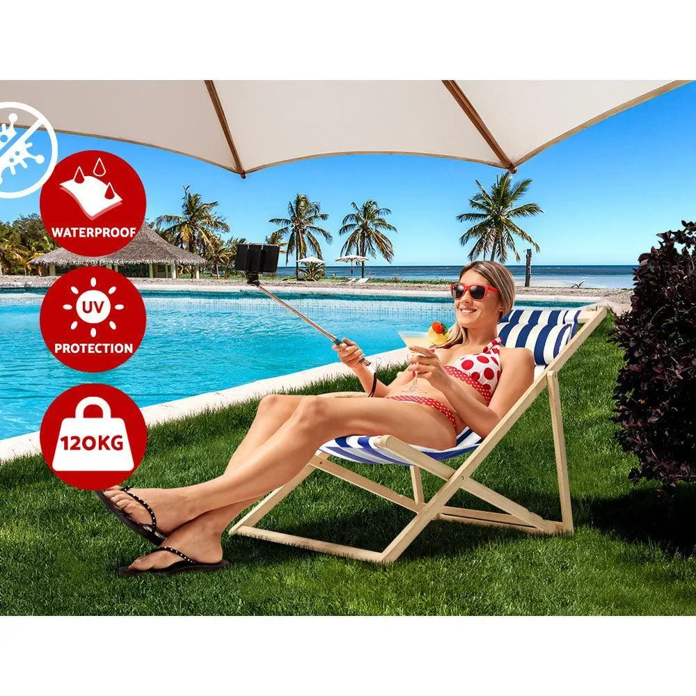 Artiss Fodable Beach Sling Chair - Blue & White
