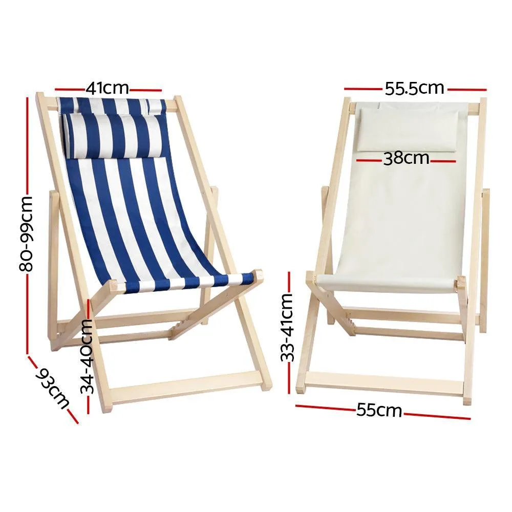 Artiss Fodable Beach Sling Chair - Blue & White