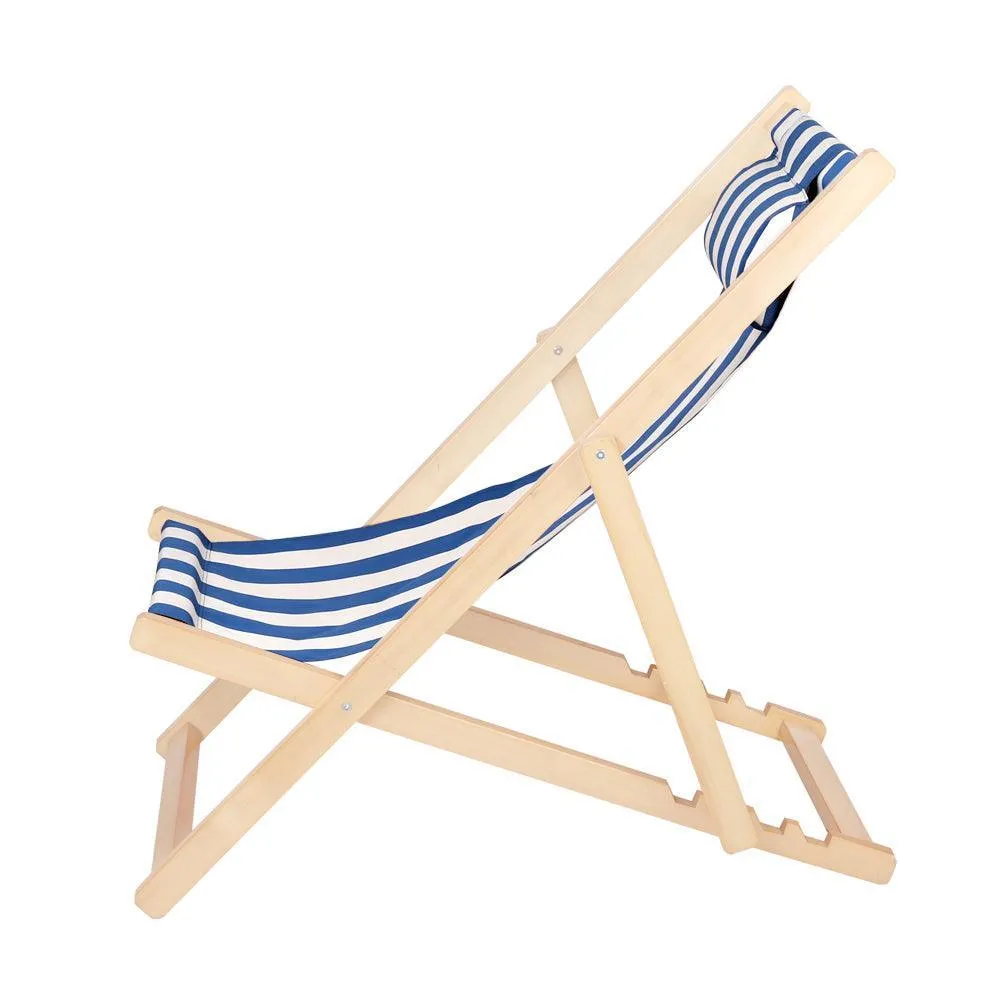 Artiss Fodable Beach Sling Chair - Blue & White