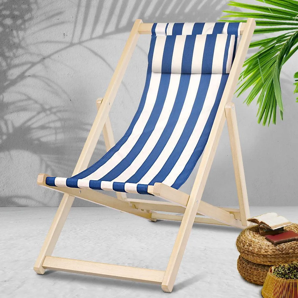 Artiss Fodable Beach Sling Chair - Blue & White