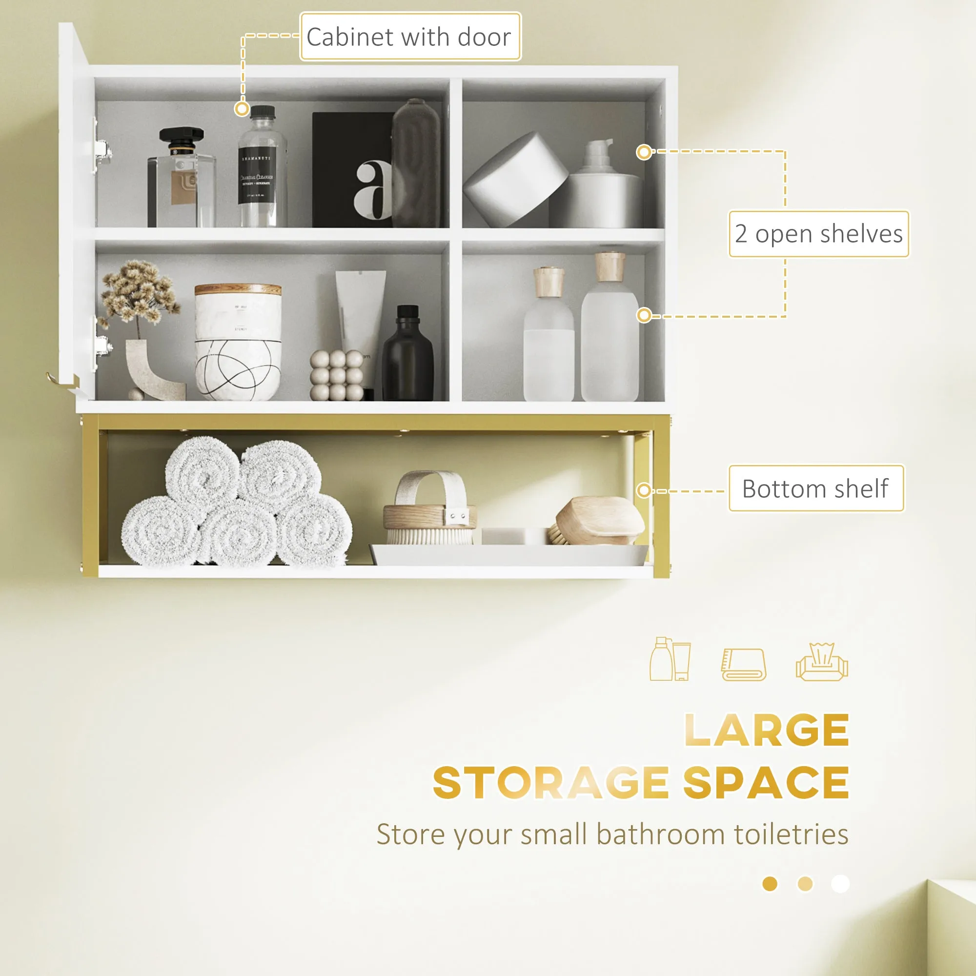 Bathroom Wall Cabinet with Adjustable Shelf for Hallway, Living Room