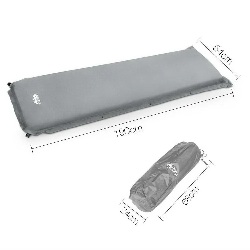 Camping Self Inflating Mattress Mat 10CM Thick - Single Size - Grey