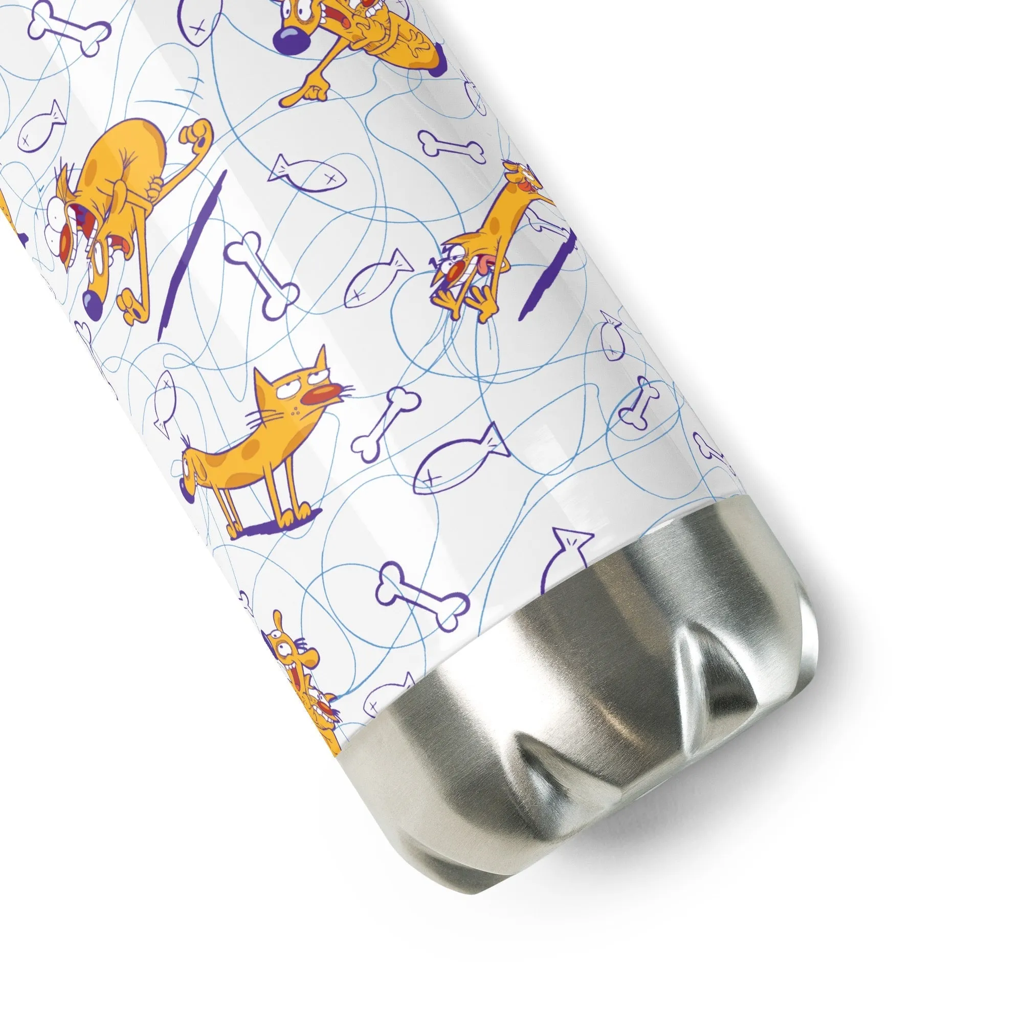 CatDog Pattern 17oz Stainless Steel Water Bottle