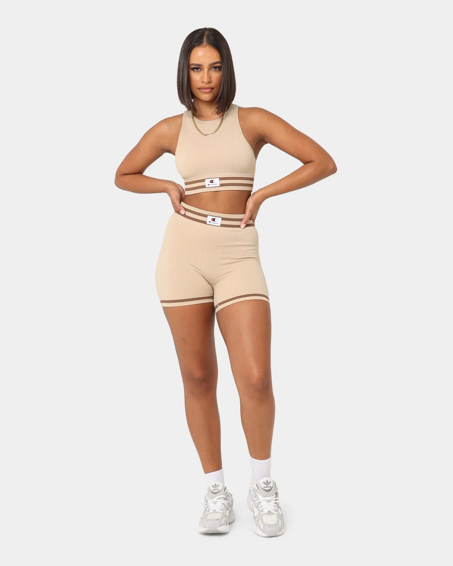 Champion Women's LFS Seamless Racer Crop Latte