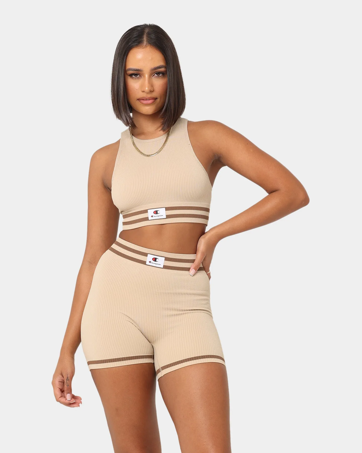 Champion Women's LFS Seamless Racer Crop Latte