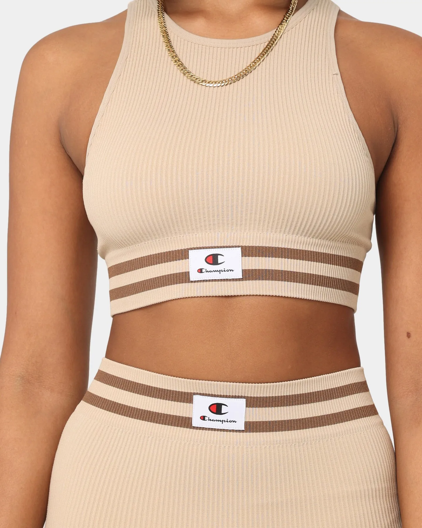 Champion Women's LFS Seamless Racer Crop Latte