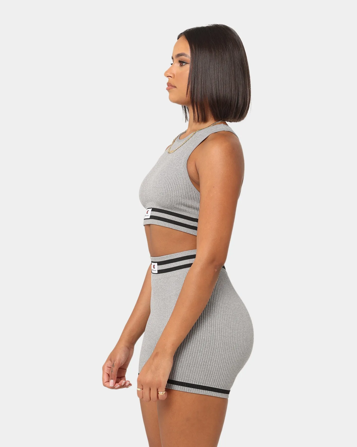 Champion Women's LFS Seamless Racer Crop Oxford Heather
