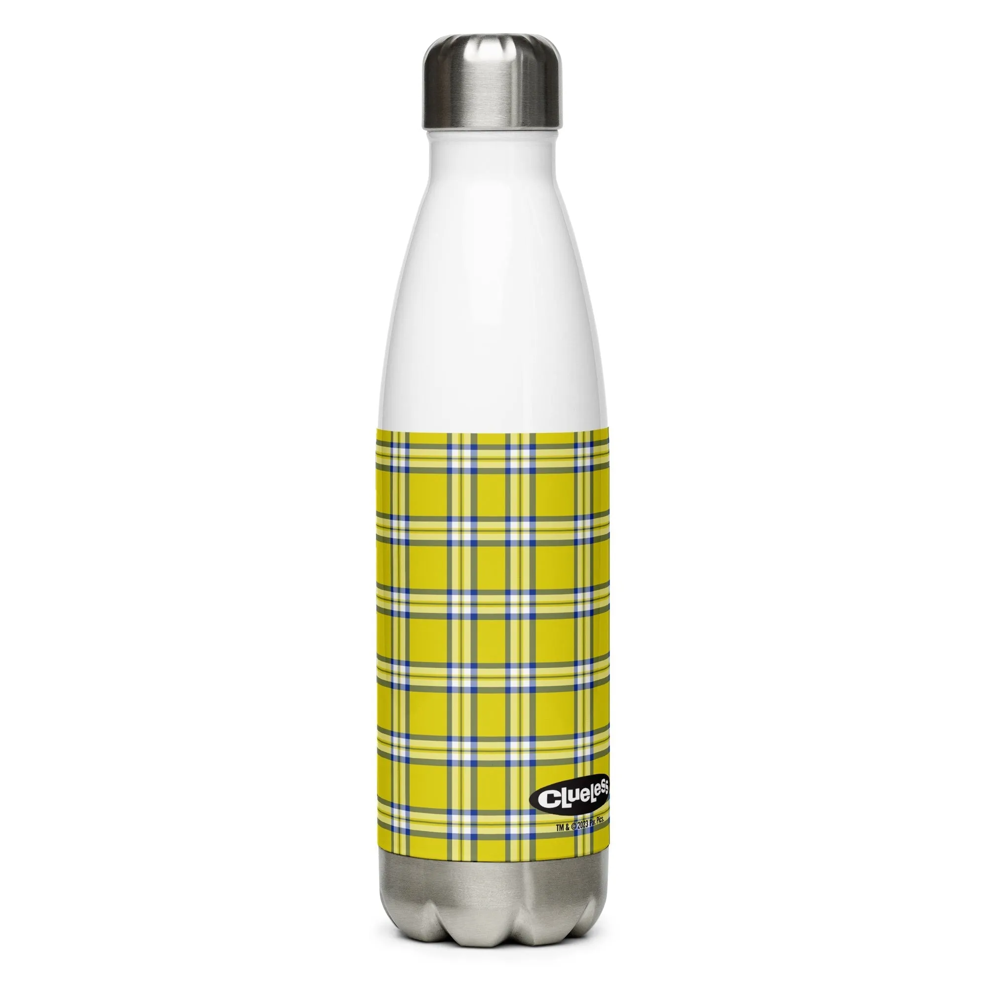 Clueless Yellow Plaid Stainless Steel Water Bottle