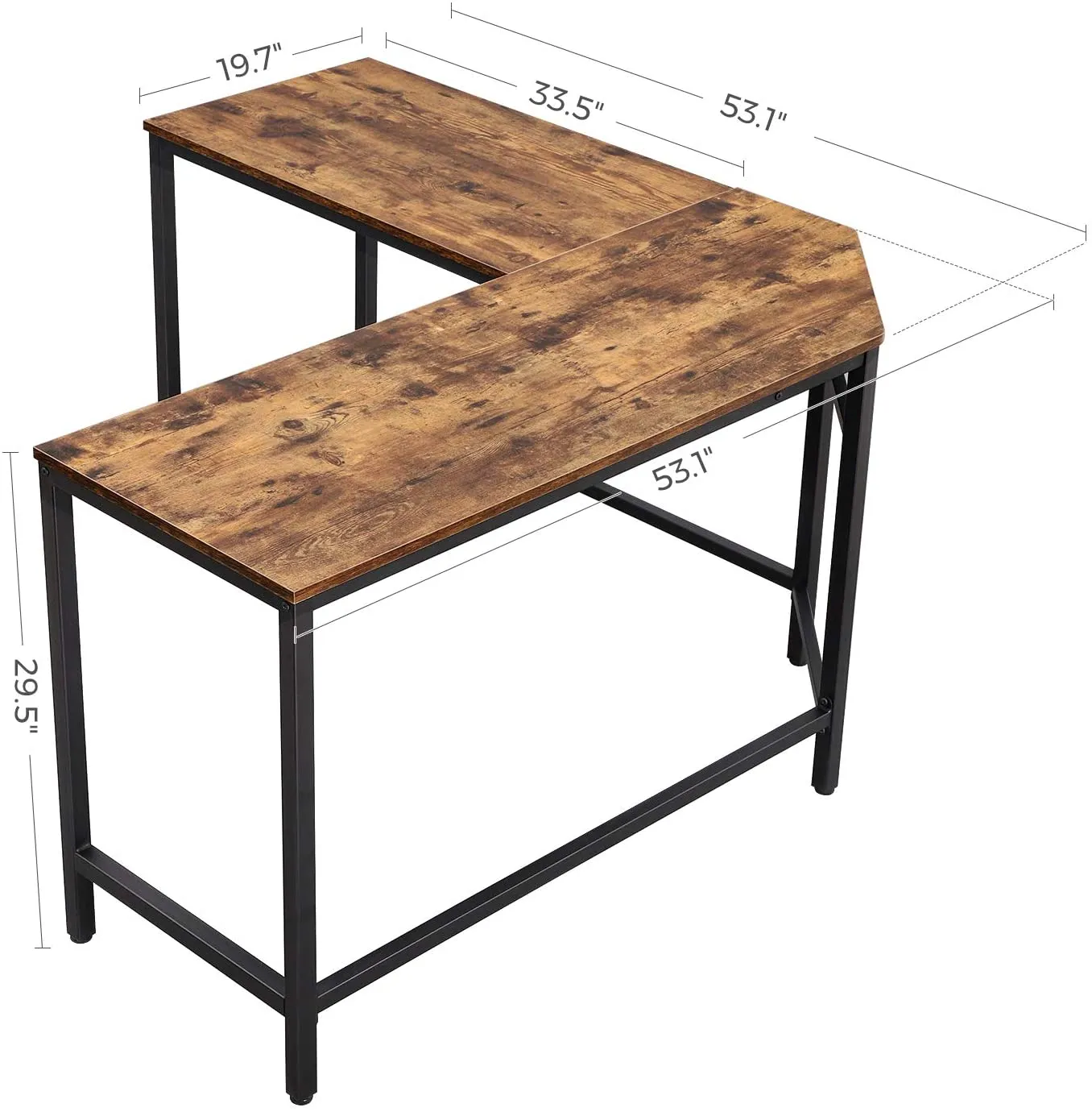 Computer Desk, L-Shaped Corner Writing Desk, Space-Saving Study Desk