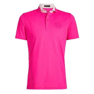 Contrast Collar Tech Pique Polo Day Glo Pink - AW23
