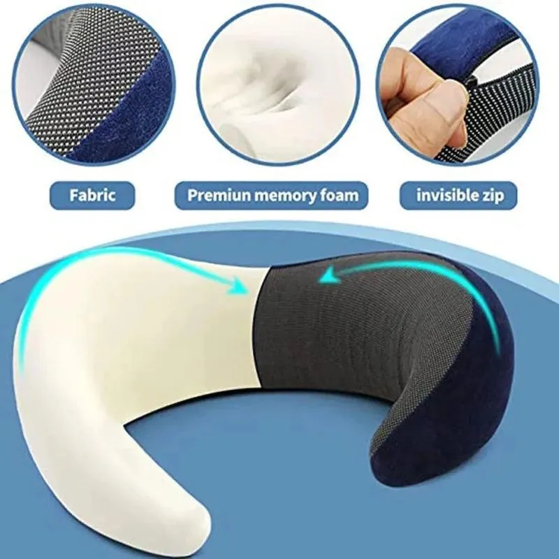 Ergonomic Travel Neck Pillow: Premium Memory Foam for Ultimate Comfort and Support