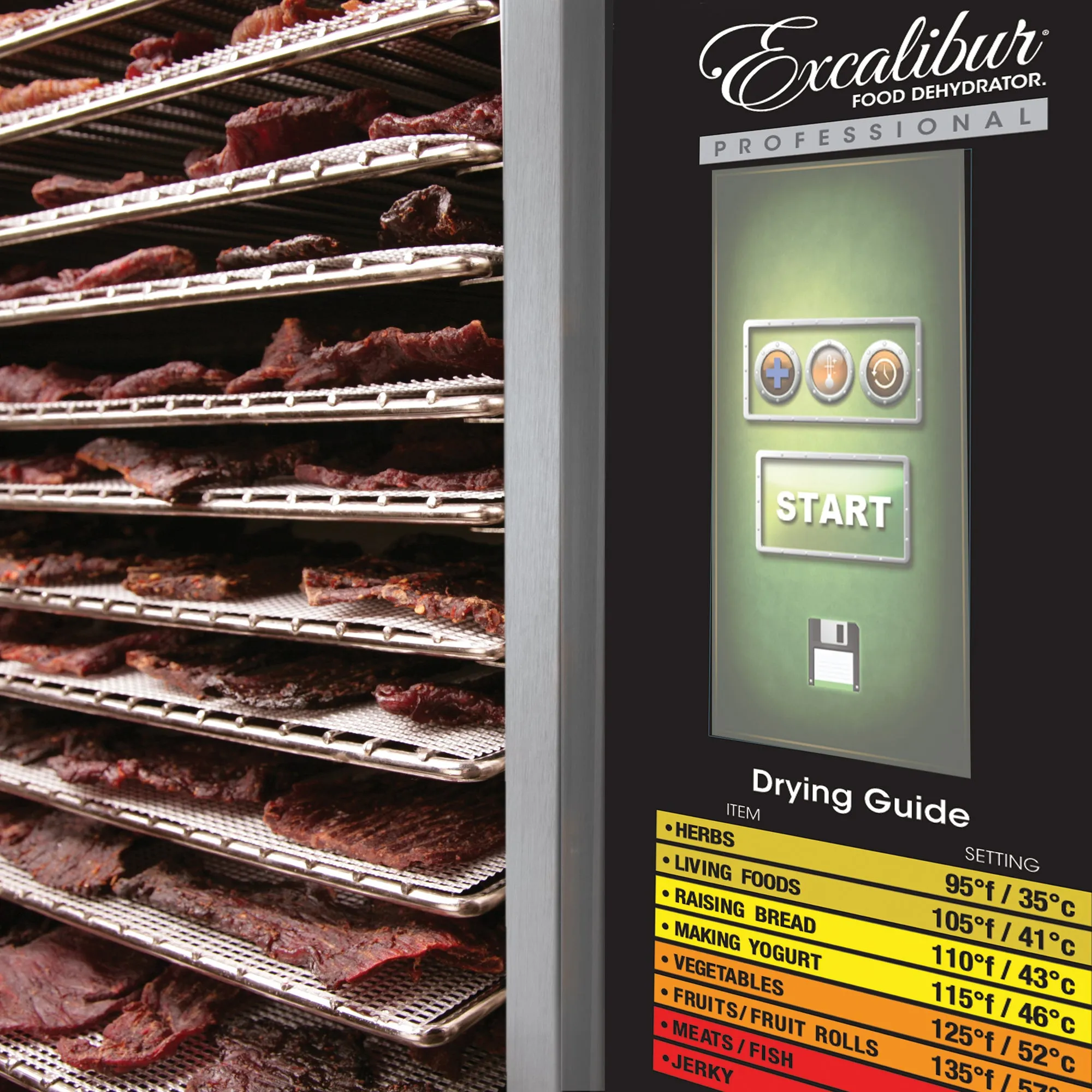 Excalibur 12-Tray Single-Zone Commercial Food Dehydrator, in Stainless Steel