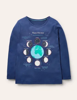 Glow-in-the-dark Logo T-shirt-Navy Phases of the Moon