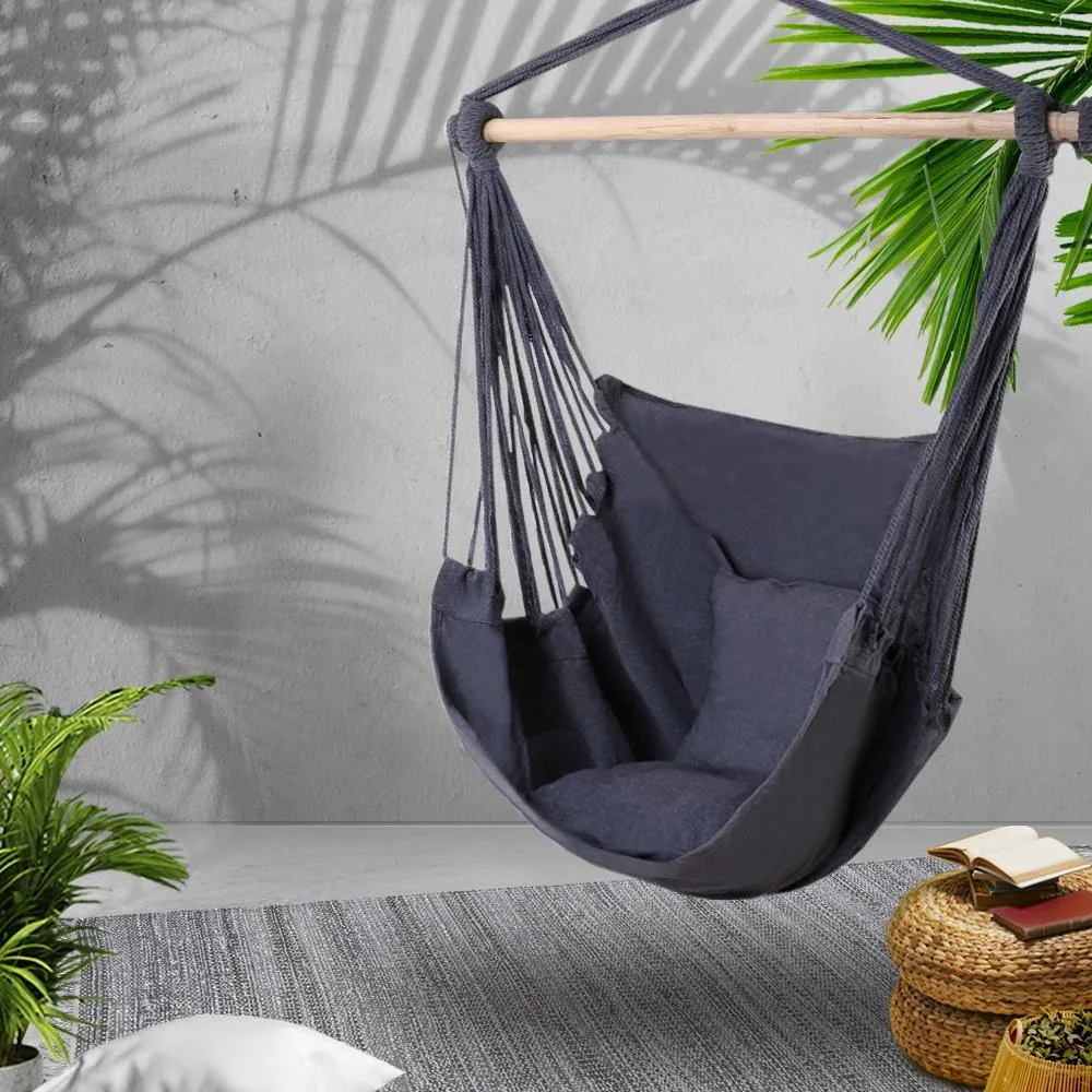 Hammock Hanging Swing Chair With Cushions - Portable - Grey