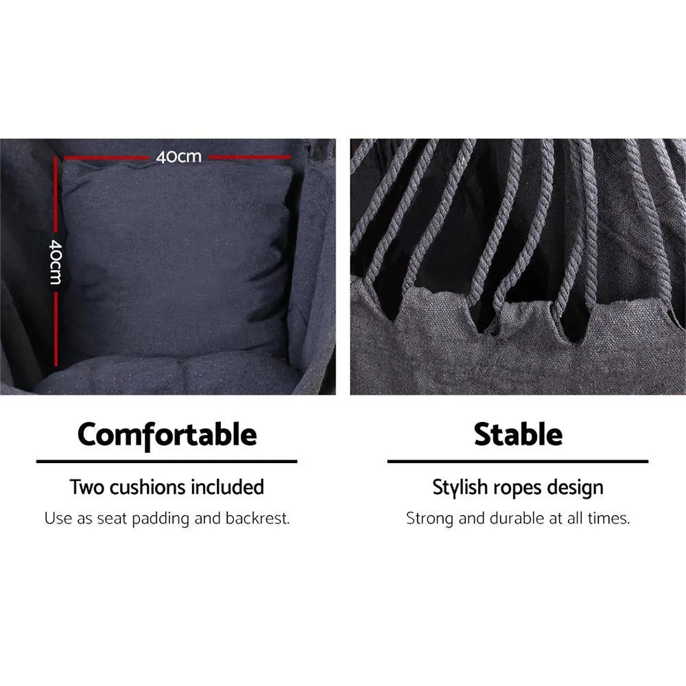 Hammock Hanging Swing Chair With Cushions - Portable - Grey