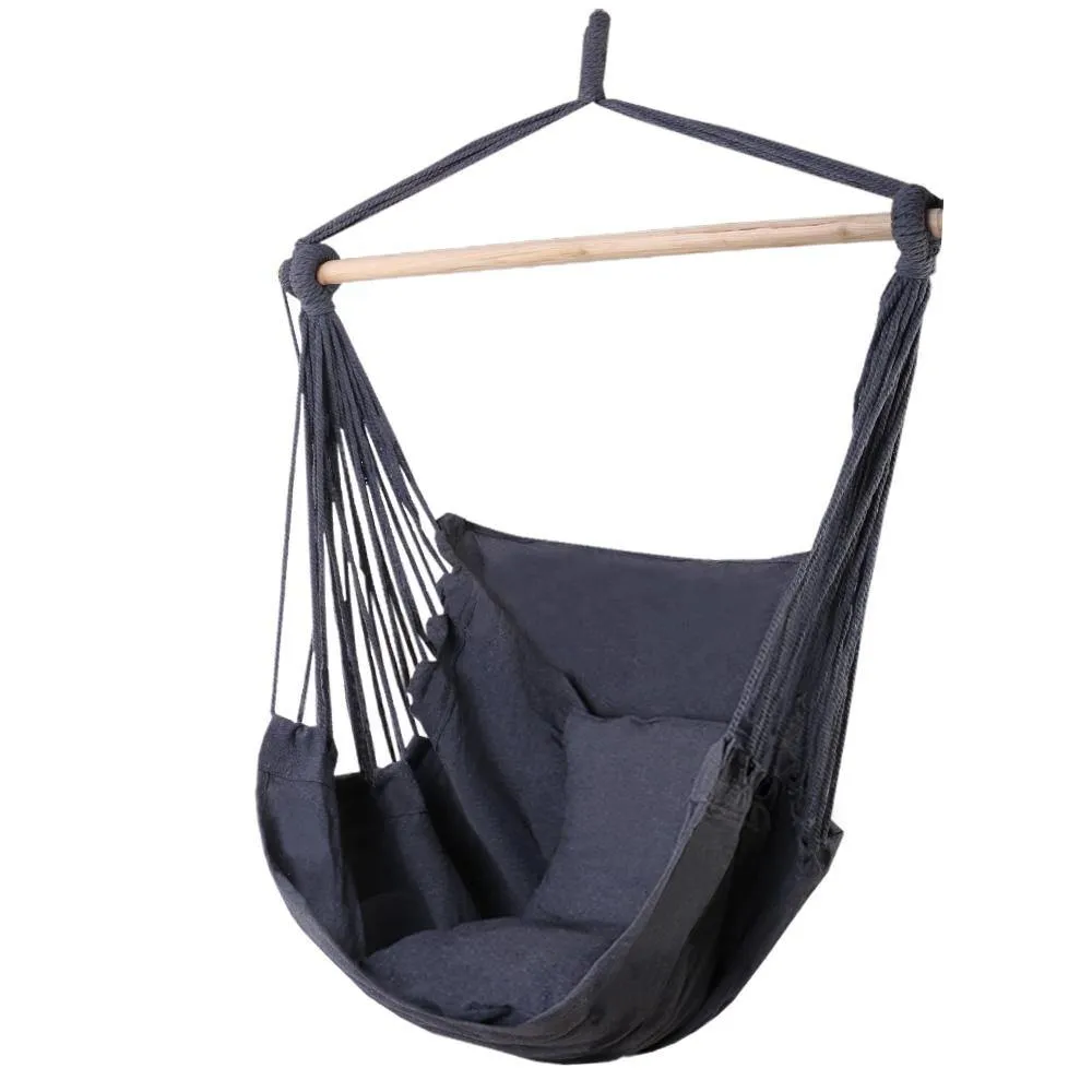 Hammock Hanging Swing Chair With Cushions - Portable - Grey