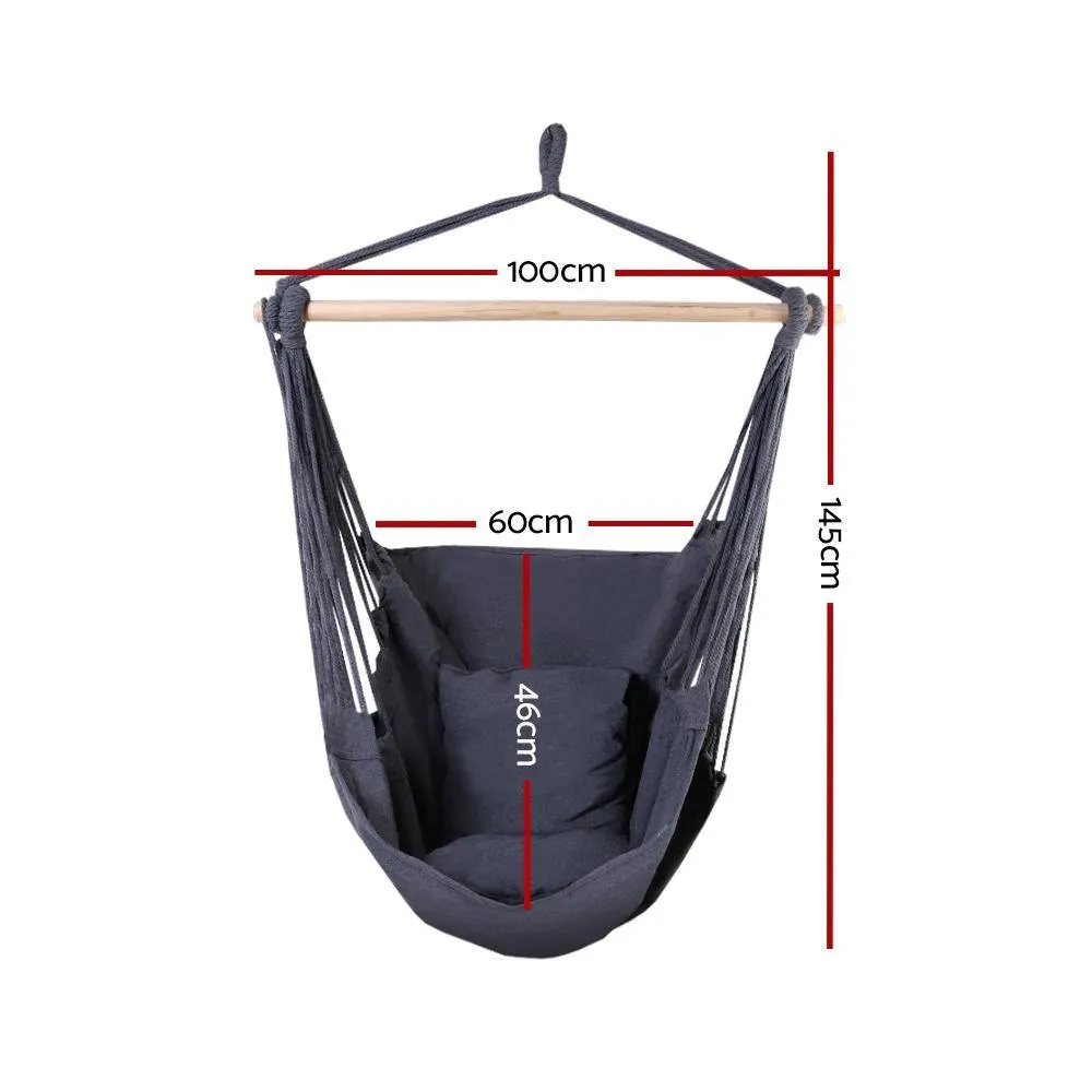 Hammock Hanging Swing Chair With Cushions - Portable - Grey