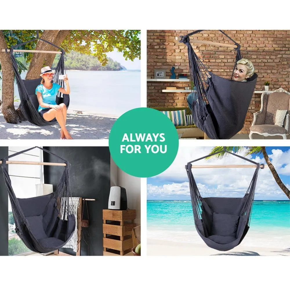 Hammock Hanging Swing Chair With Cushions - Portable - Grey