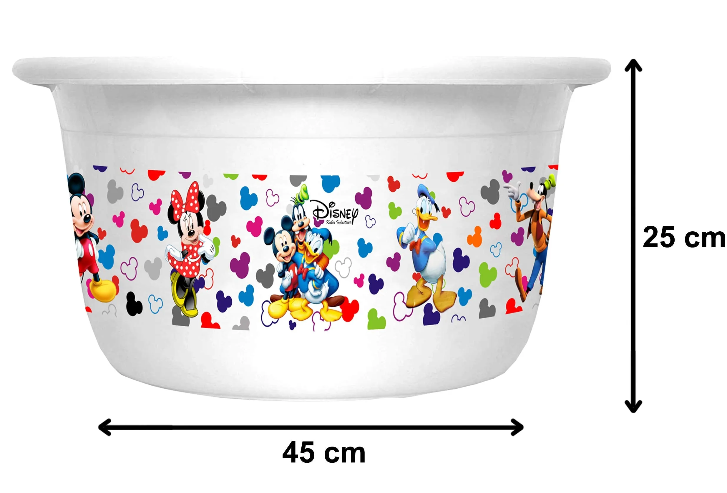 Heart Home Disney Team Mickey Print Unbreakable Plastic Multipurpose Bath Tub/Washing Tub 25 Ltr (White) -HS_35_HEARTH17457