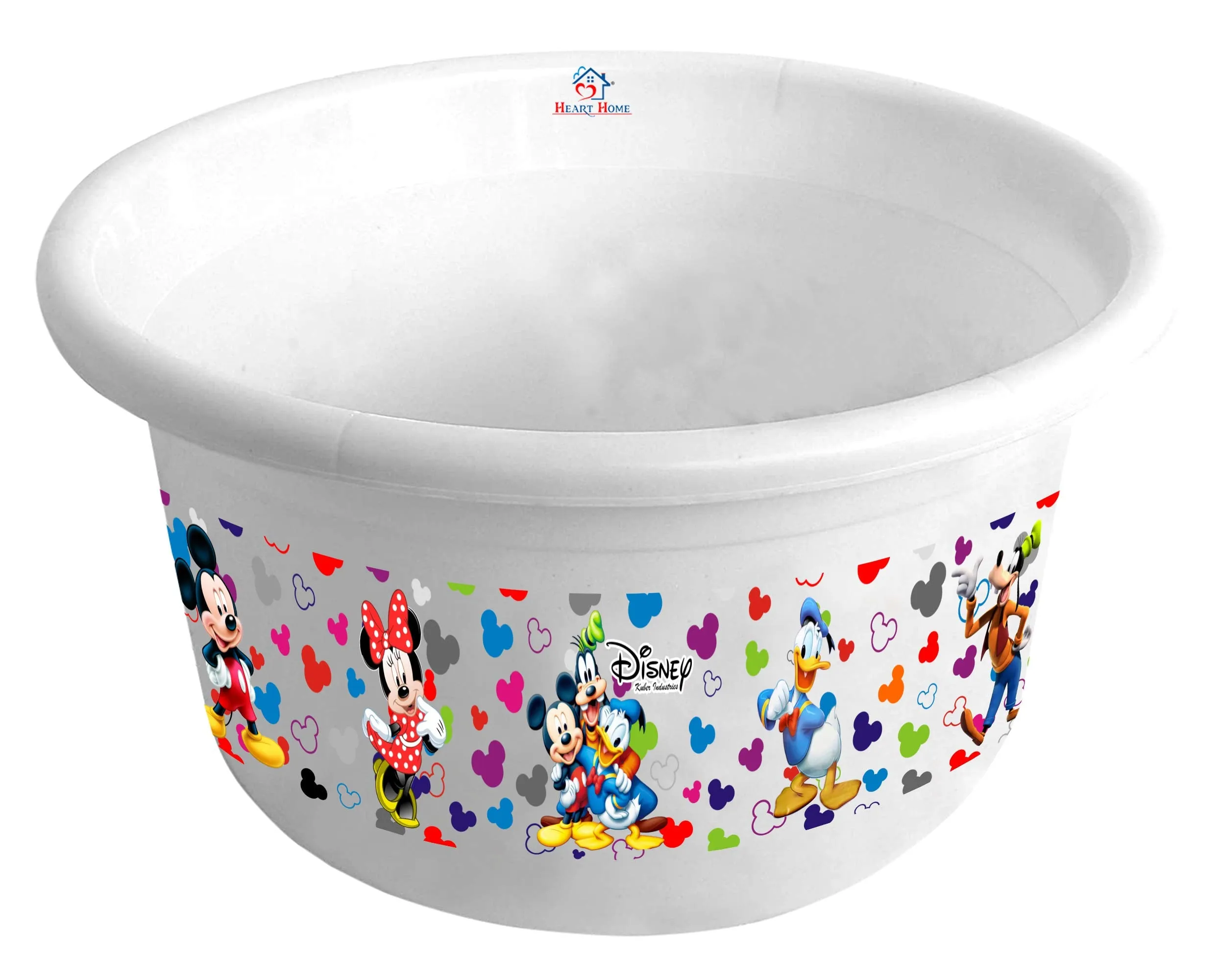 Heart Home Disney Team Mickey Print Unbreakable Plastic Multipurpose Bath Tub/Washing Tub 25 Ltr (White) -HS_35_HEARTH17457
