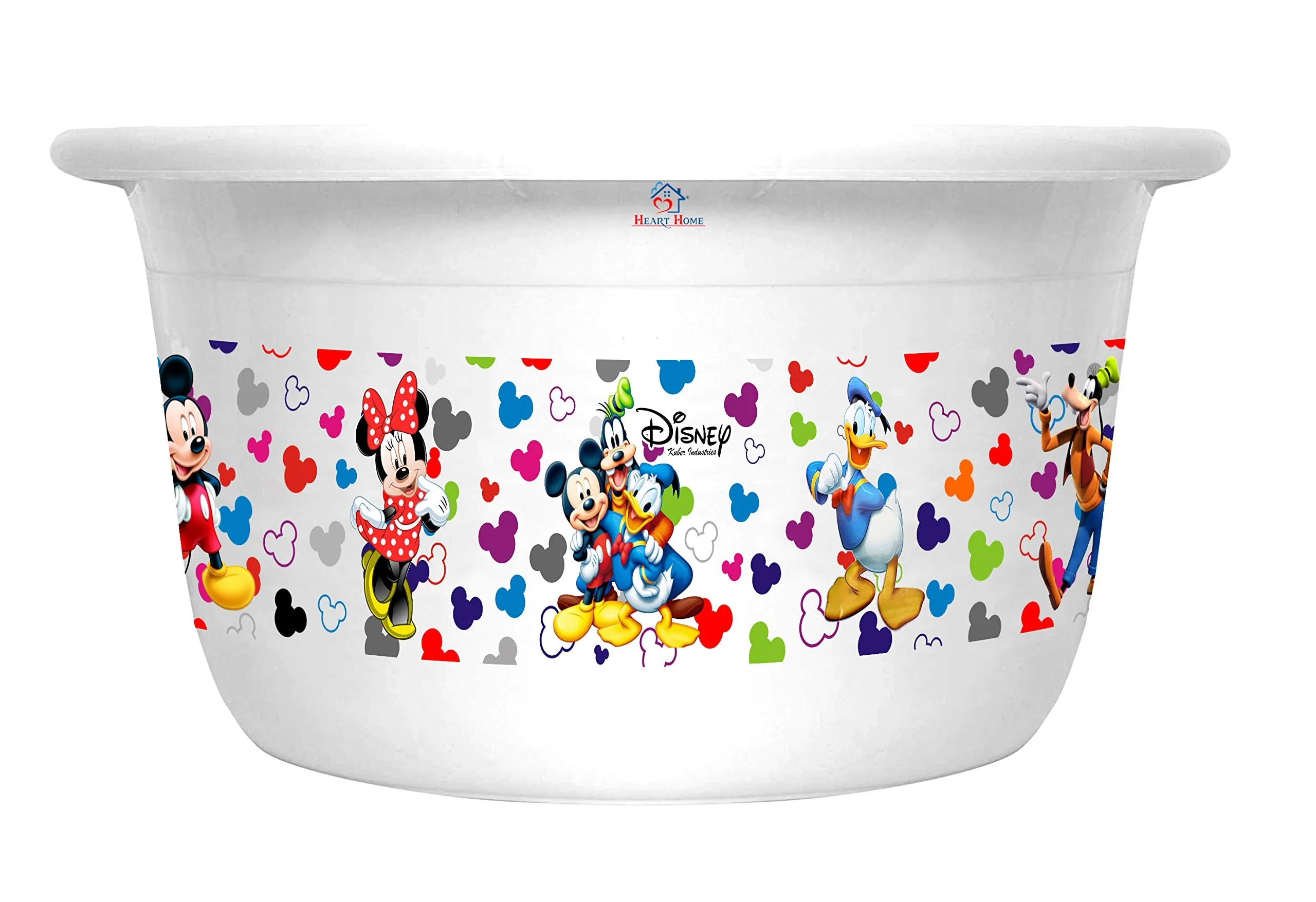 Heart Home Disney Team Mickey Print Unbreakable Plastic Multipurpose Bath Tub/Washing Tub 25 Ltr (White) -HS_35_HEARTH17457