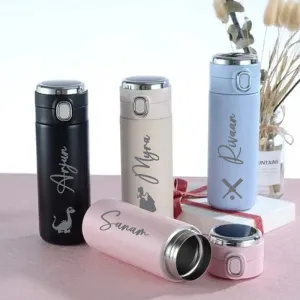 Insulated Temperature Bottle - Cream/ Pink