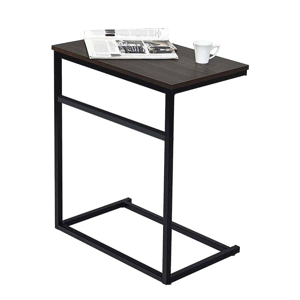 Kawachi C Shaped End Table 26 inches High Laptop Table, Side Table for Couch Slide Under, C Table Sofa Side End Table KW113-Black