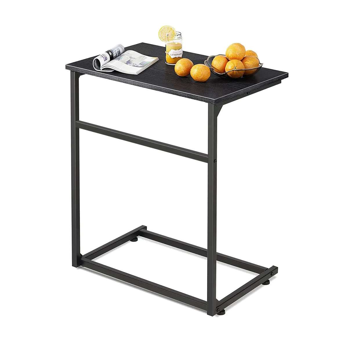 Kawachi C Shaped End Table 26 inches High Laptop Table, Side Table for Couch Slide Under, C Table Sofa Side End Table KW113-Black