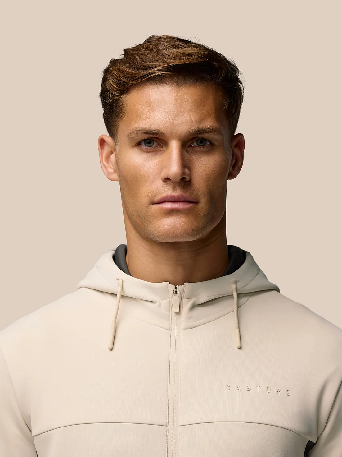 Lightweight Flex Zip-Through Hoodie - Beige