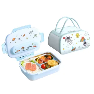 Little Surprise Box Kids TiffinLunchBox With InsulatedLunchBox Cover, Light Blue