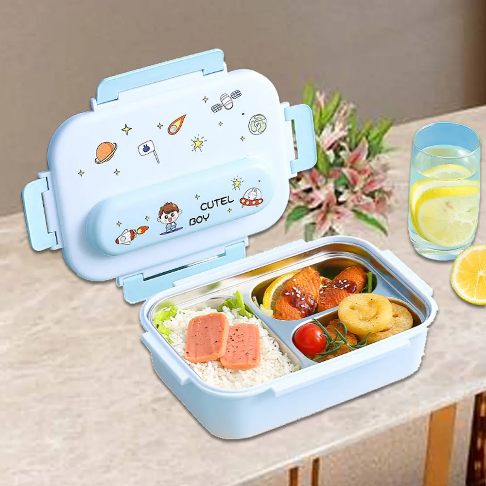 Little Surprise Box Kids TiffinLunchBox With InsulatedLunchBox Cover, Light Blue