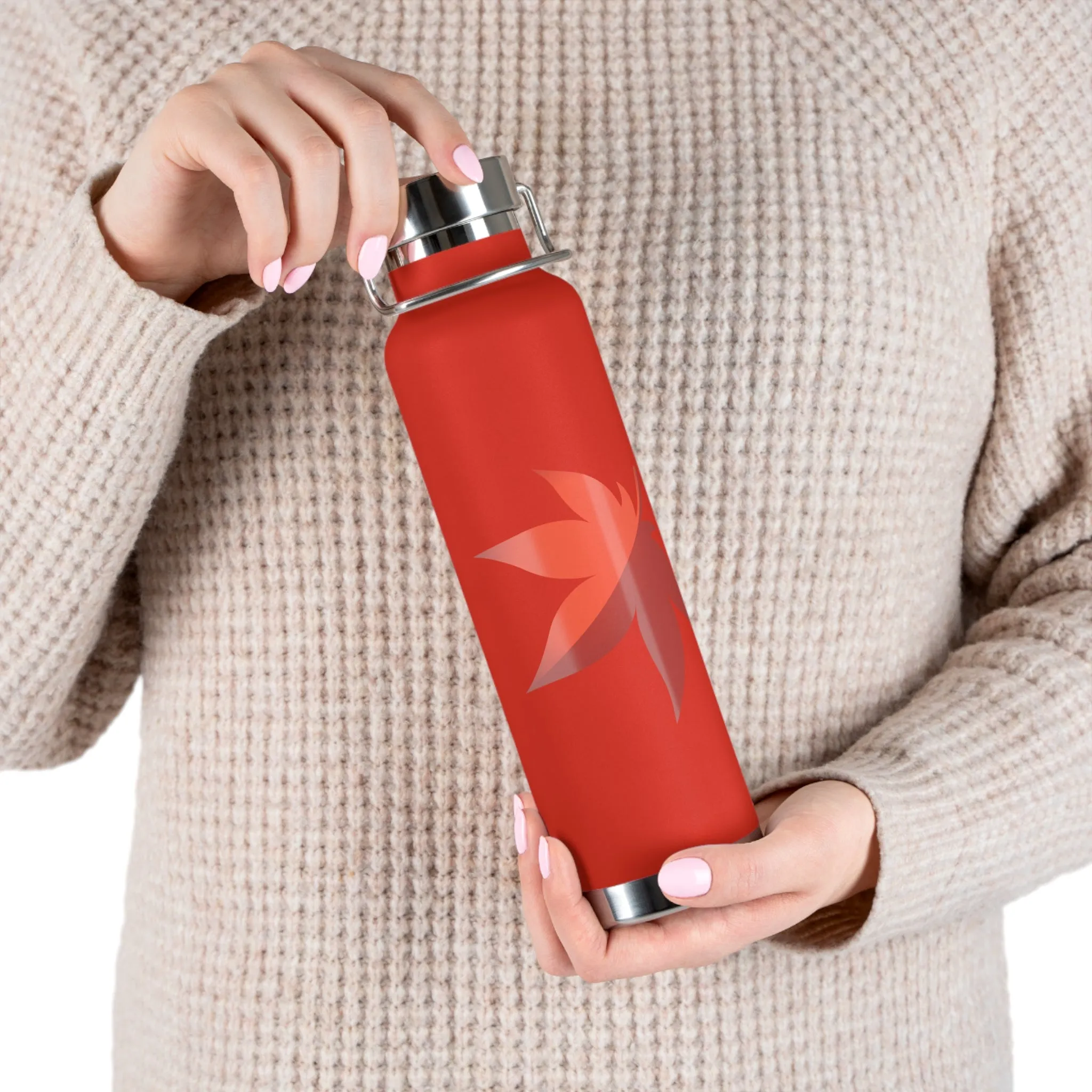 Maplestory Maple Leaf Theme Copper Vacuum Insulated Bottle, 22oz gaming gamer video game water bottle vacuum merchandise gift
