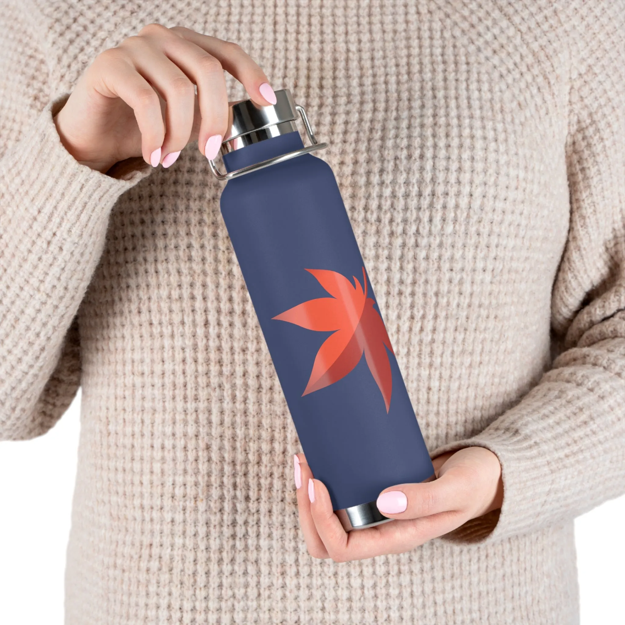 Maplestory Maple Leaf Theme Copper Vacuum Insulated Bottle, 22oz gaming gamer video game water bottle vacuum merchandise gift