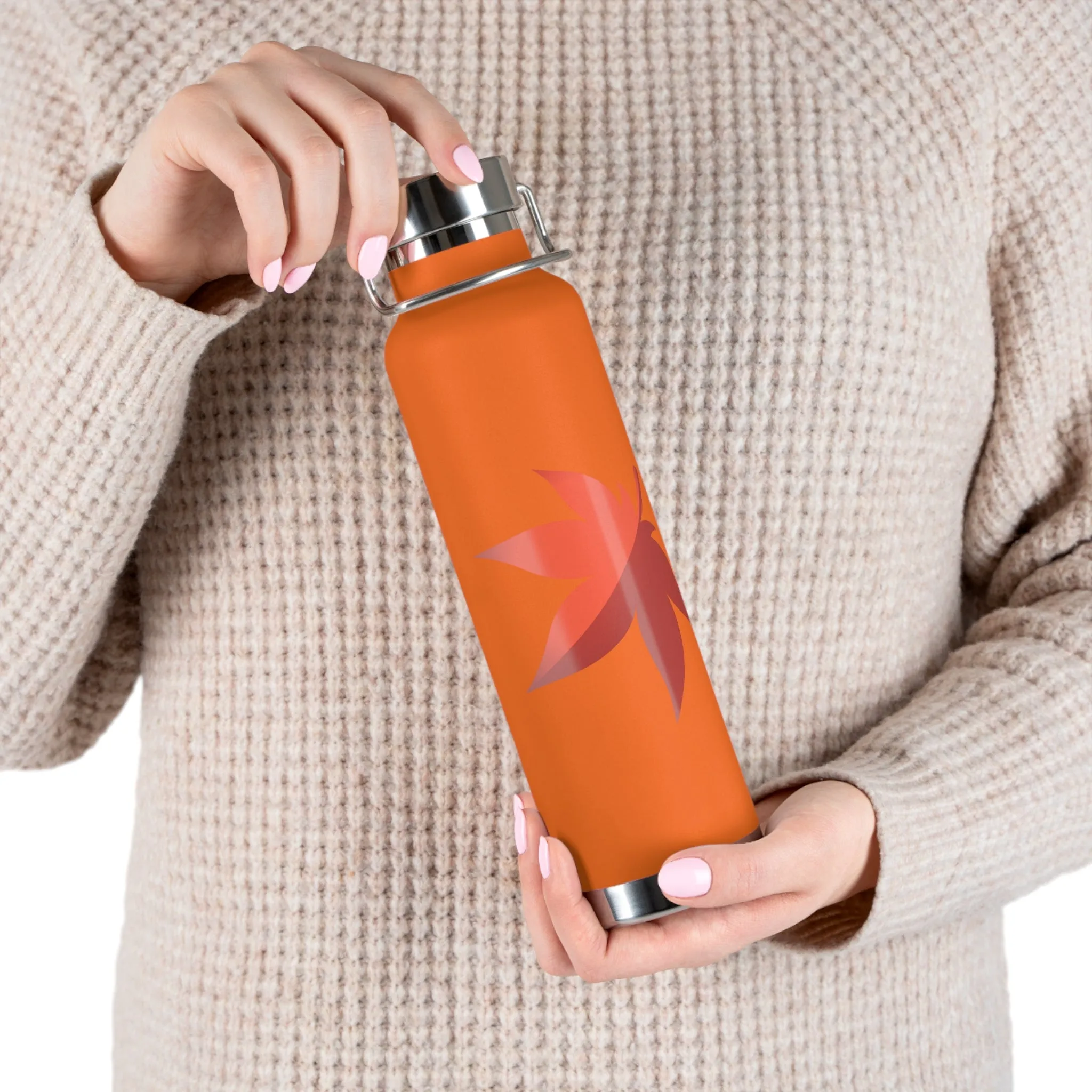 Maplestory Maple Leaf Theme Copper Vacuum Insulated Bottle, 22oz gaming gamer video game water bottle vacuum merchandise gift