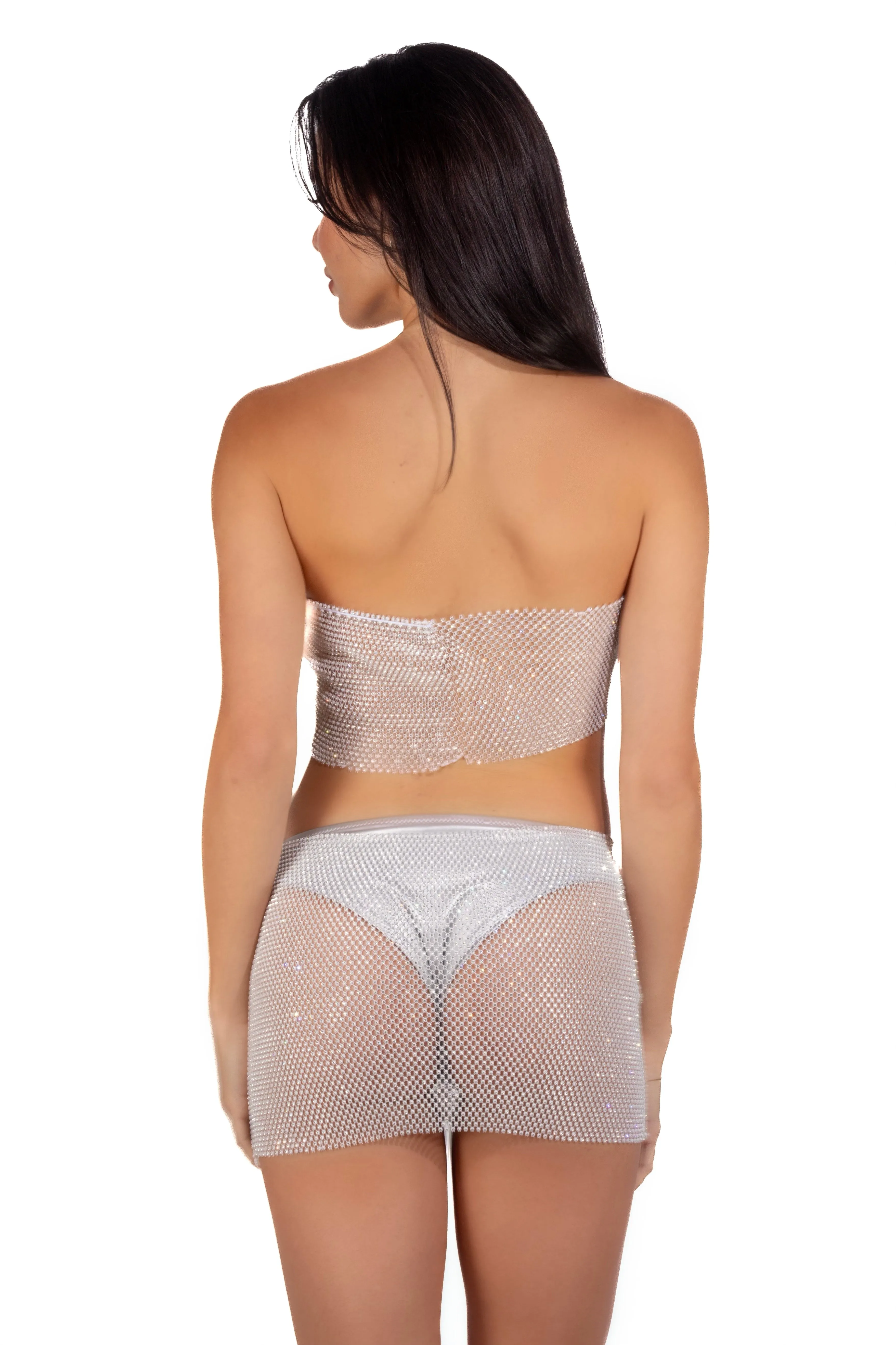 Mesh Fishnet Skirt- White