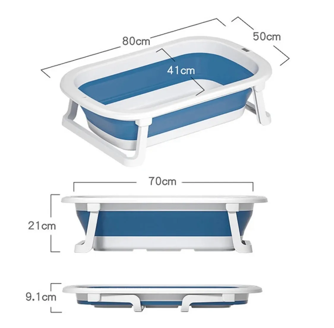 Modern Space-Saving Baby Bathtub with Supportive Pillow and Temperature Reader