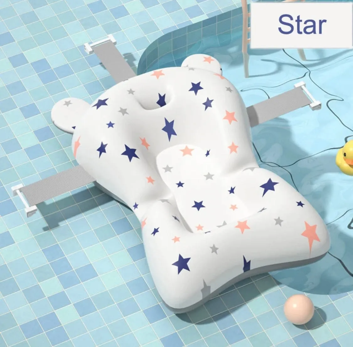 Modern Space-Saving Baby Bathtub with Supportive Pillow and Temperature Reader