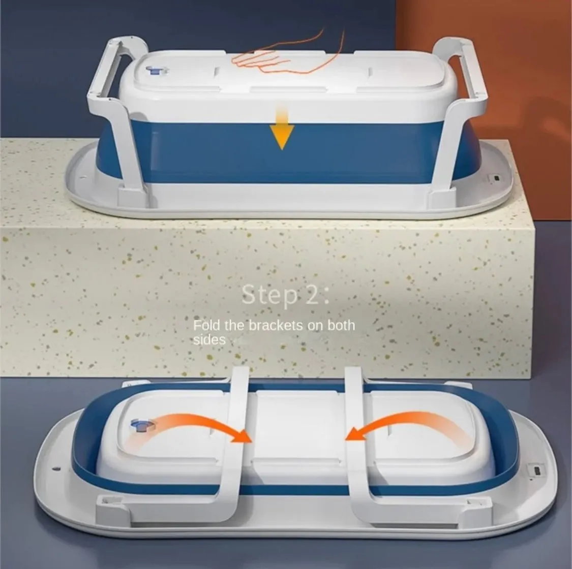 Modern Space-Saving Baby Bathtub with Supportive Pillow and Temperature Reader
