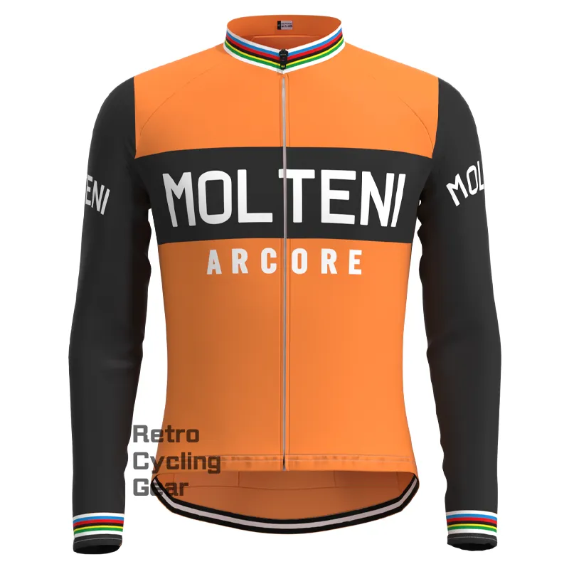 MOLTENI Orange White Retro Long Sleeve Cycling Kit