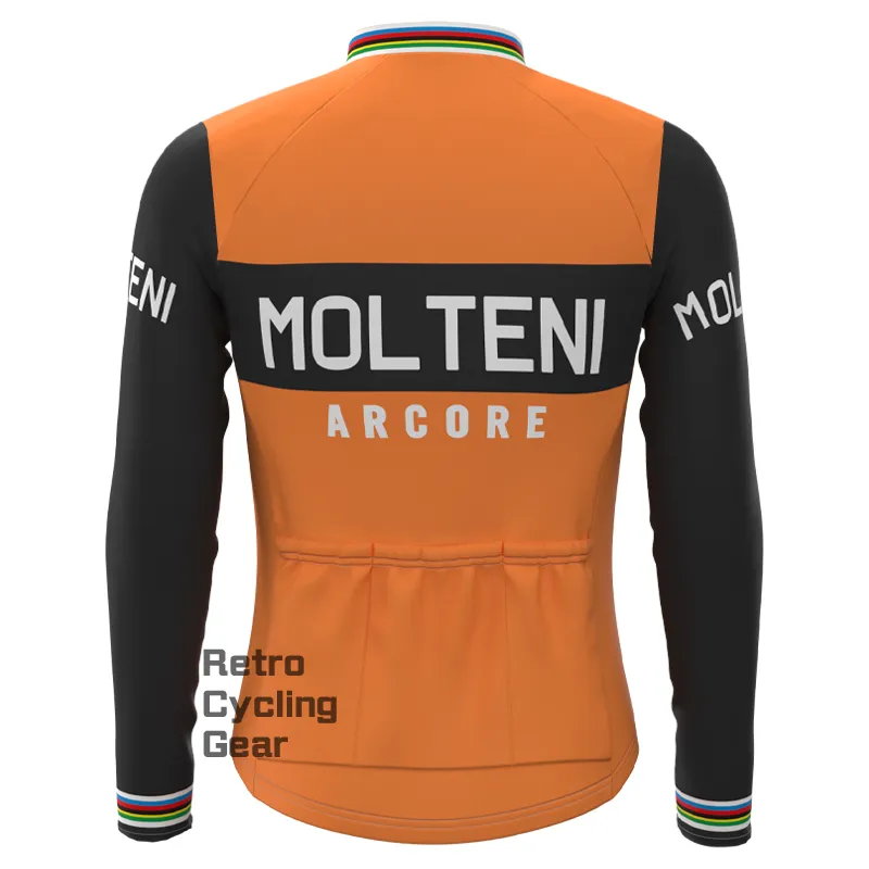 MOLTENI Orange White Retro Long Sleeve Cycling Kit