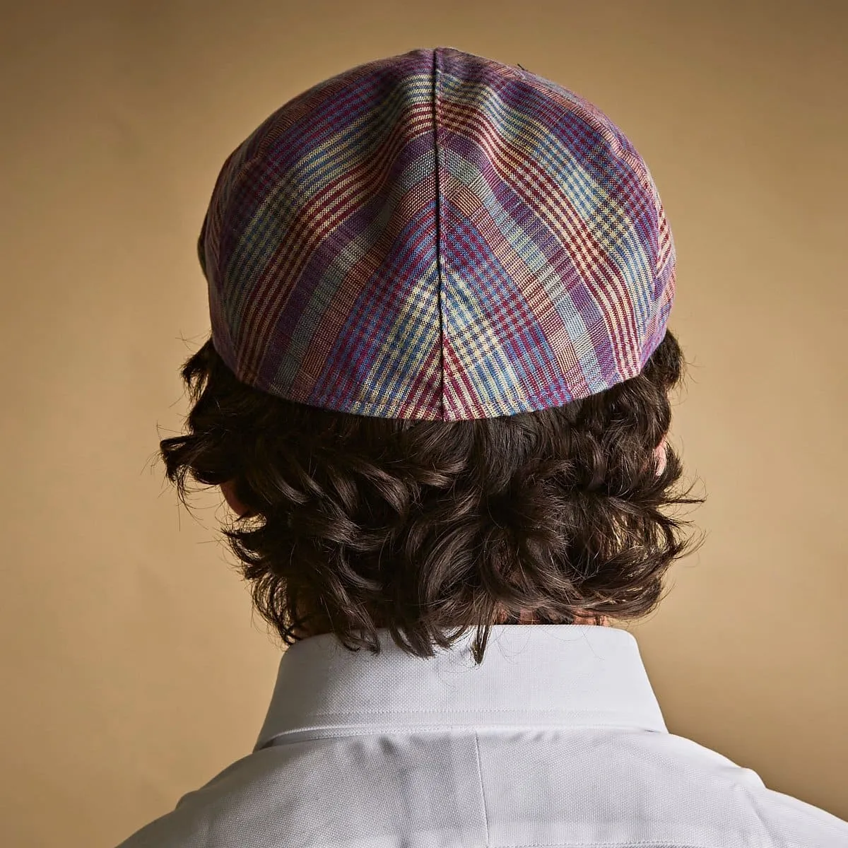 Multicolour Madras Check Cotton & Linen Roma Cap