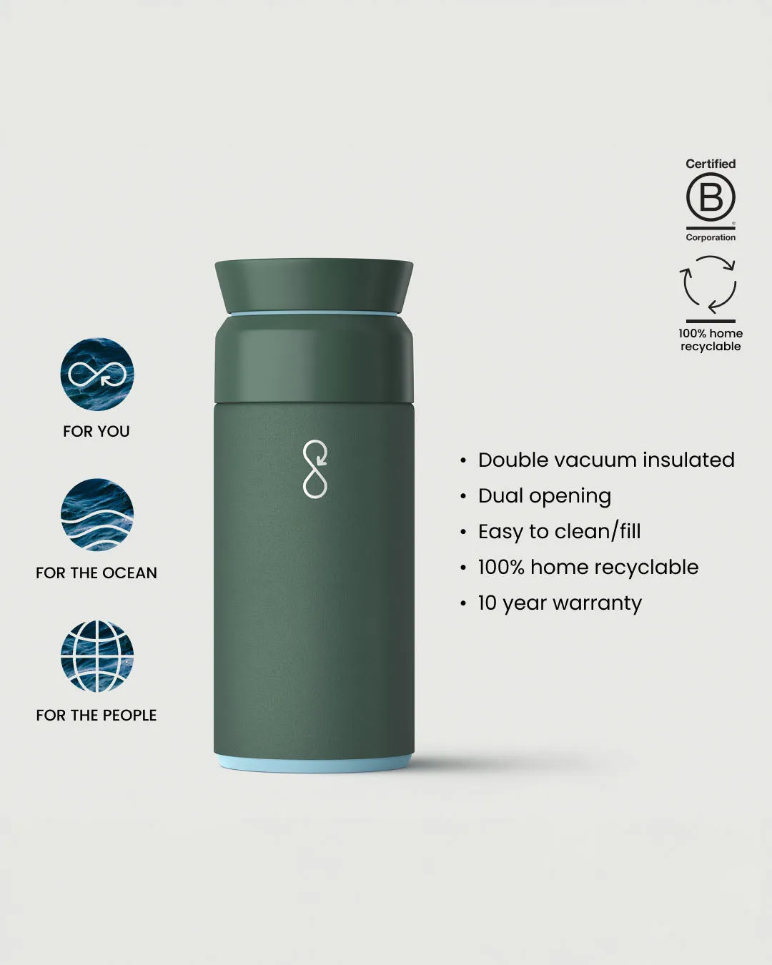 Ocean Bottle Brew Flask 350ml - Passenger Forest Green