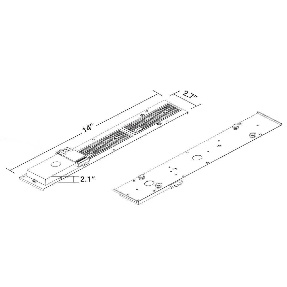 RemPhos 14" Vanity LED Retrofit Kit, 15W, 816lm, 30K|35K|40K, 120V-277V, End Mount Driver
