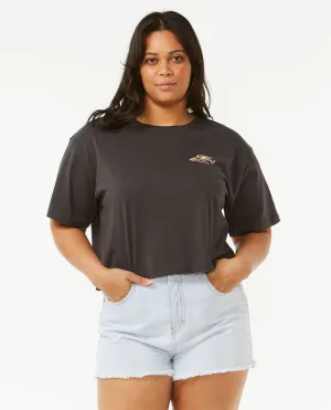 Rolling Curl Crop Tee - Washed Black