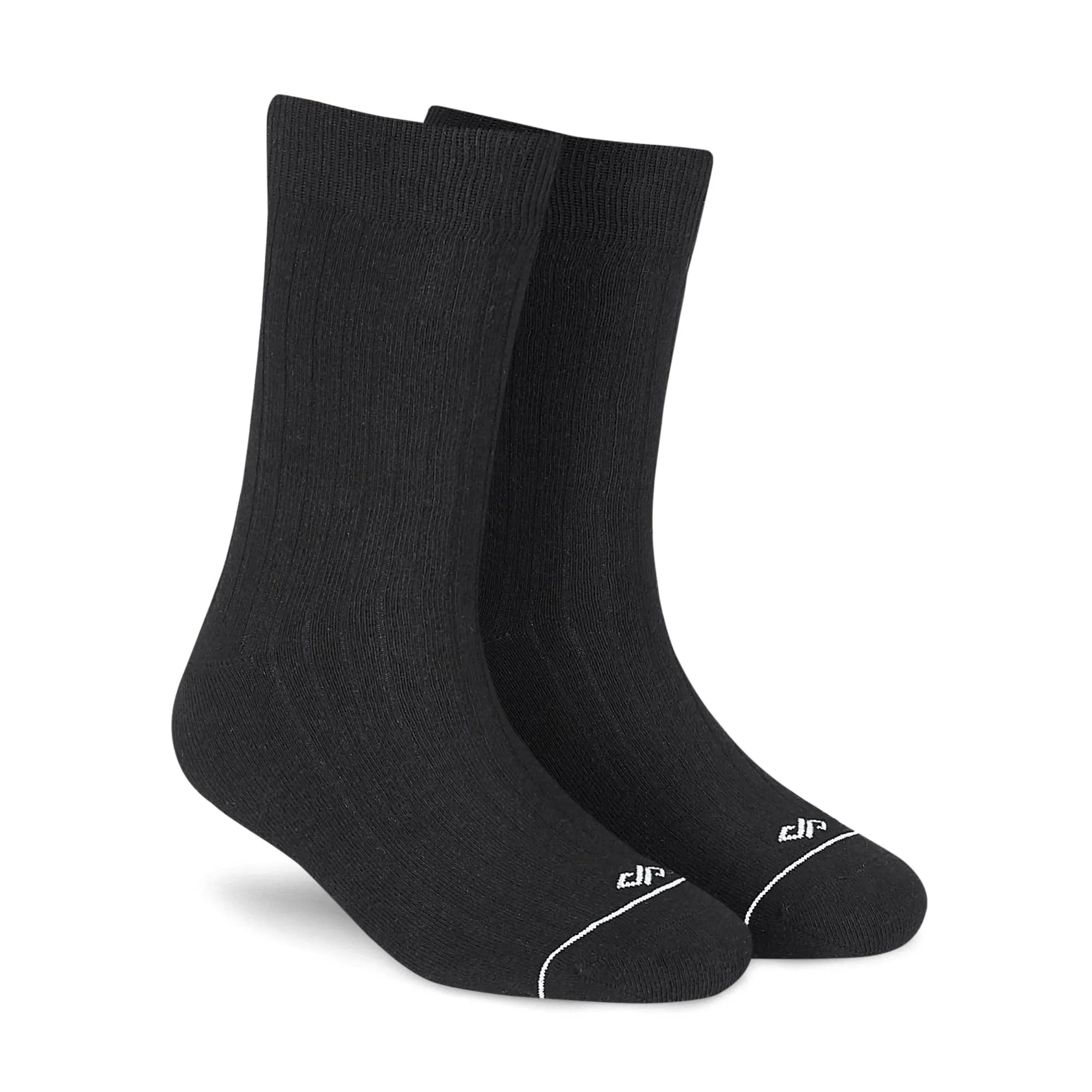 Solid Cotton Unisex Crew Black Socks - 3-Pair Set for All-Day Comfort
