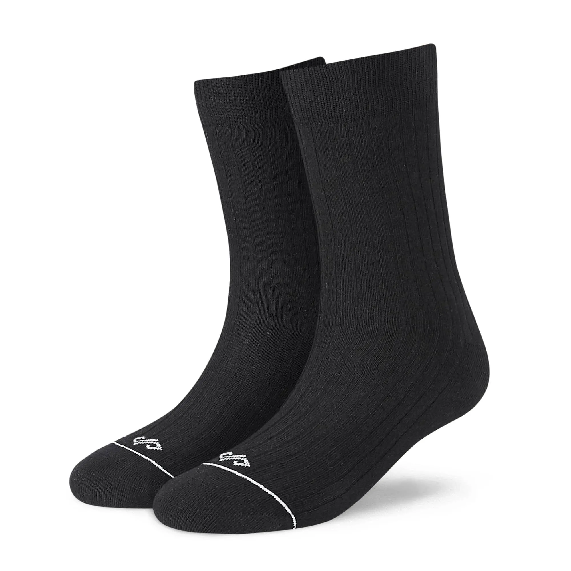 Solid Cotton Unisex Crew Black Socks - 3-Pair Set for All-Day Comfort